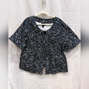 Lane Bryant Women's Black and White Short Sleeve Lightweight Jacket Size 24
